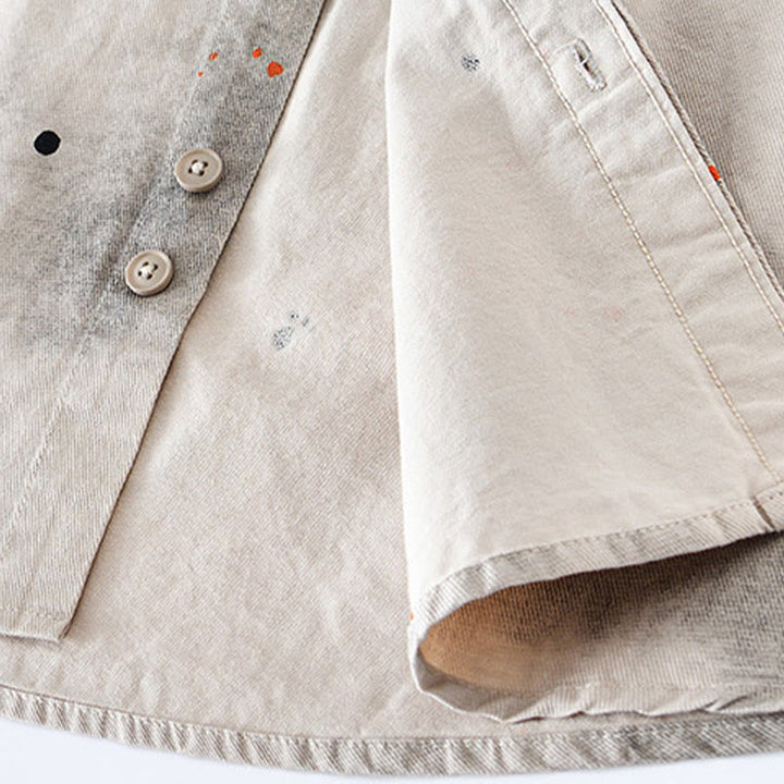 Camisa de algodón de manga corta con botones para hombre, con estampado de tinta de verano y Buddha Stones - image 7