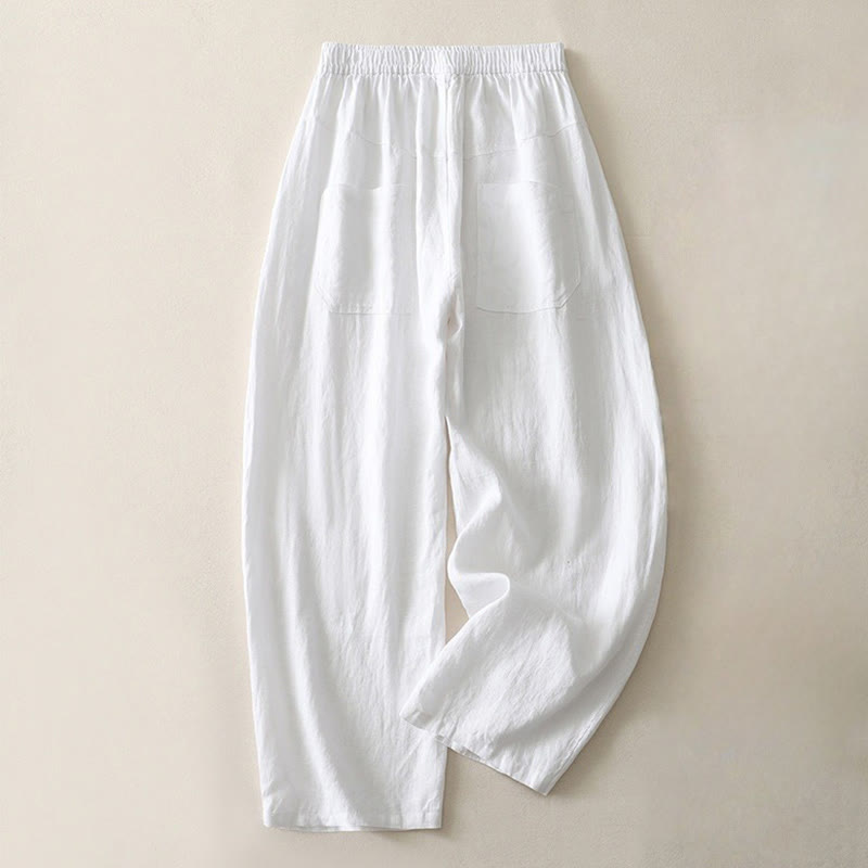 Pantalones de mujer de pierna ancha con bolsillos, color liso y cintura elástica, con estampado de Buddha Stones, ideales para el verano. - Blanco - US8-10，UK/AU12-14，EU40-42 (2XL) - image 12