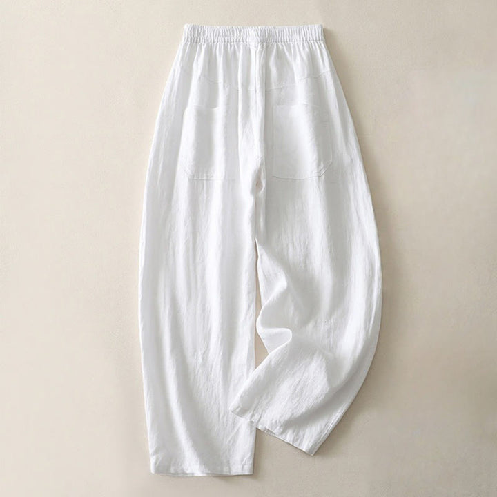 Pantalones de mujer de pierna ancha con bolsillos, color liso y cintura elástica, con estampado de Buddha Stones, ideales para el verano. - Blanco - US8-10，UK/AU12-14，EU40-42 (2XL) - image 12