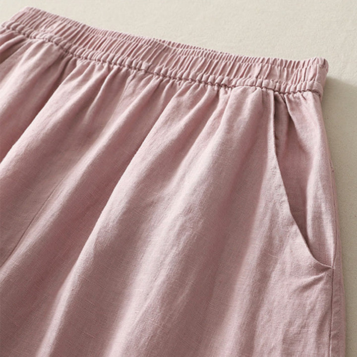 Pantalones de mujer de pierna ancha con bolsillos, color liso y cintura elástica, con estampado de Buddha Stones, ideales para el verano. - image 9