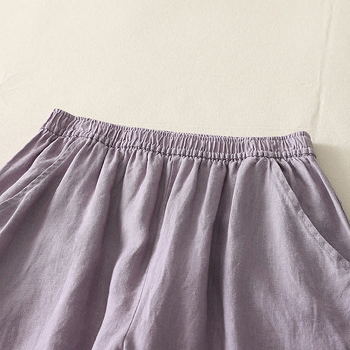Pantalones de mujer de pierna ancha con bolsillos, color liso y cintura elástica, con estampado de Buddha Stones, ideales para el verano. - image 6
