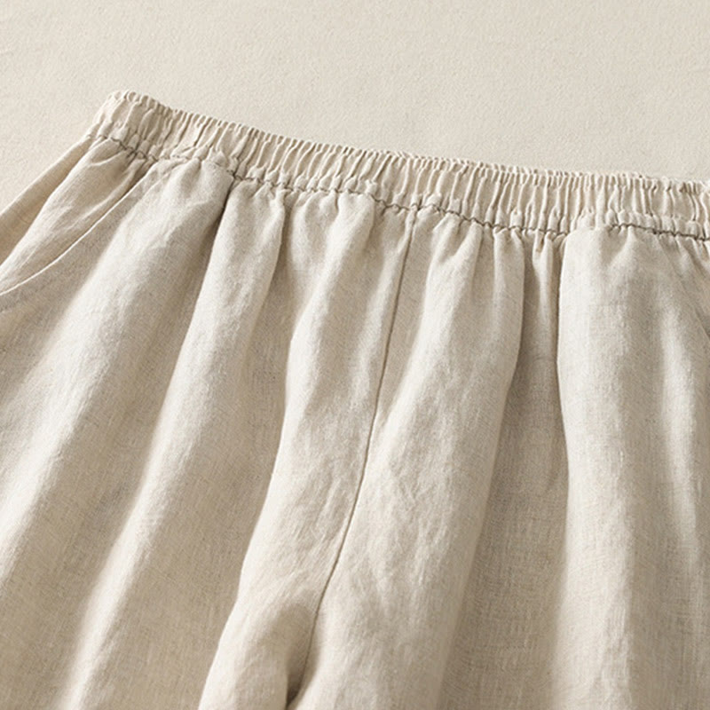 Pantalones de mujer de pierna ancha con bolsillos, color liso y cintura elástica, con estampado de Buddha Stones, ideales para el verano. - image 2