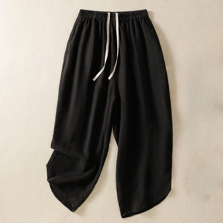 Pantalones casuales de algodón con diseño de cordón y Buddha Stones para mujer, de largo 7-8, con bolsillos - Negro - US8-10，UK/AU12-14，EU40-42 (2XL) - image 12