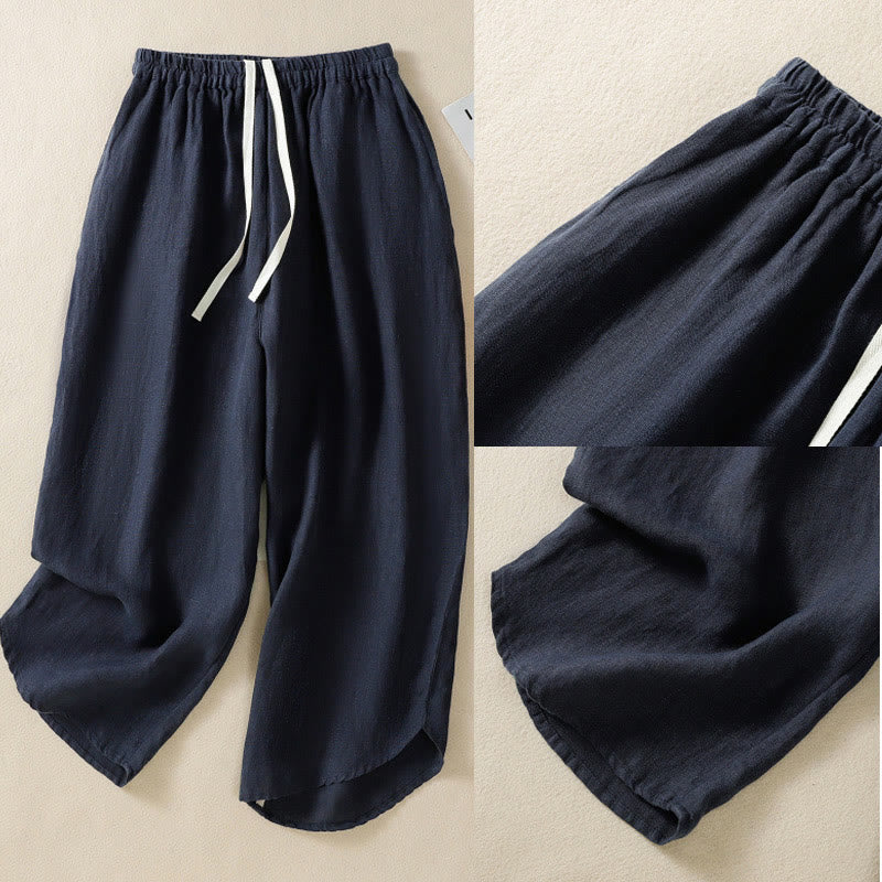 Pantalones casuales de algodón con diseño de cordón y Buddha Stones para mujer, de largo 7-8, con bolsillos - image 10