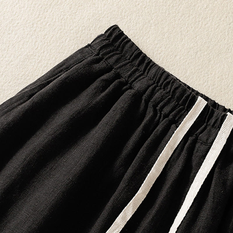 Pantalones casuales de algodón con diseño de cordón y Buddha Stones para mujer, de largo 7-8, con bolsillos - image 14