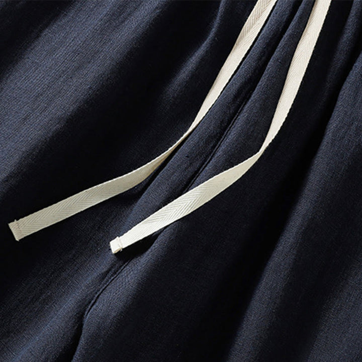 Pantalones casuales de algodón con diseño de cordón y Buddha Stones para mujer, de largo 7-8, con bolsillos - image 4