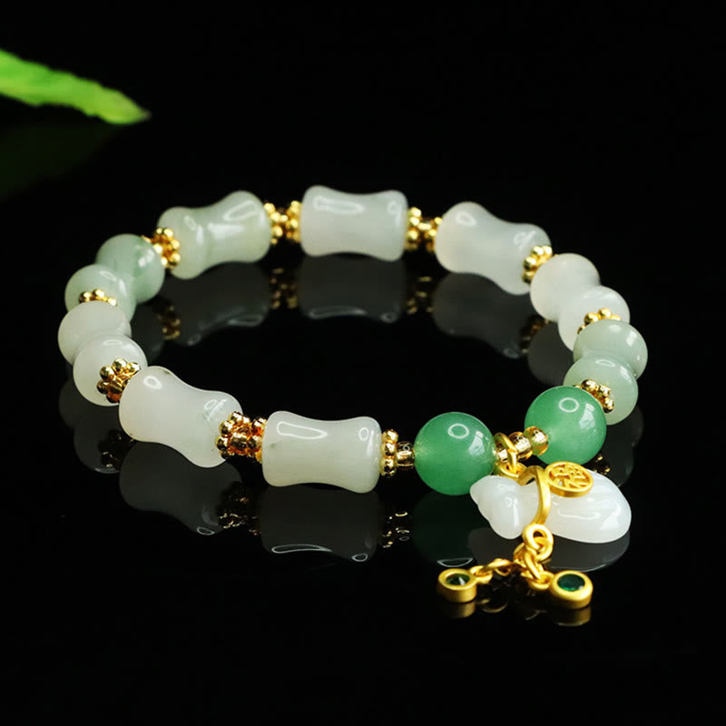 Pulsera de la prosperidad con diseño de bolsa de dinero y jade Tianshan natural de Buddha Stones - image 5