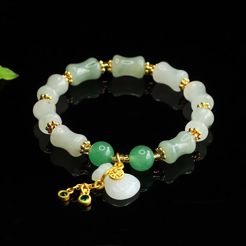 Pulsera de la prosperidad con diseño de bolsa de dinero y jade Tianshan natural de Buddha Stones - Jade Tianshan (circunferencia de la muñeca: 15-17 cm) - image 1
