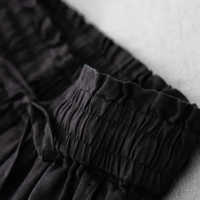 Pantalones casuales de Buddha Stones con cintura alta, volantes y cordón ajustable para mujer, con bolsillos y pernera ancha. - image 19