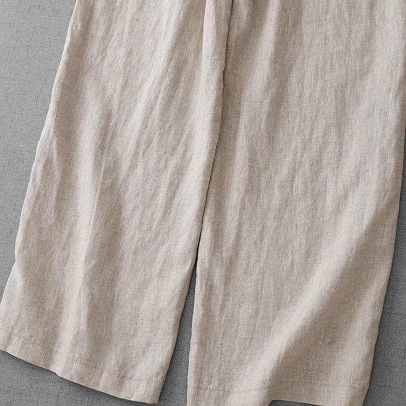 Pantalones casuales de Buddha Stones con cintura alta, volantes y cordón ajustable para mujer, con bolsillos y pernera ancha. - image 7