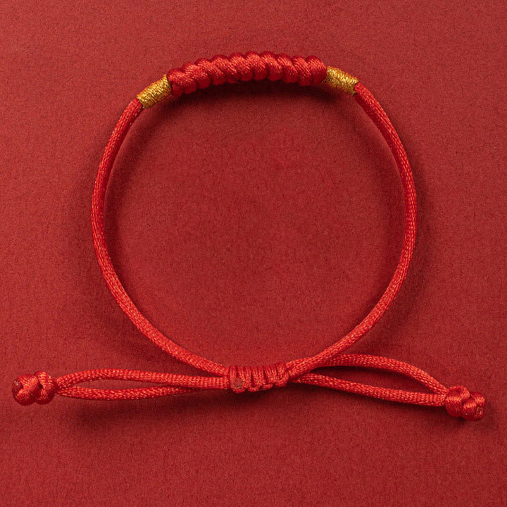 Pulsera de cuerda colorida con nudo plano y nudo feliz hecha a mano con Buddha Stones, hilo rojo trenzado - image 2