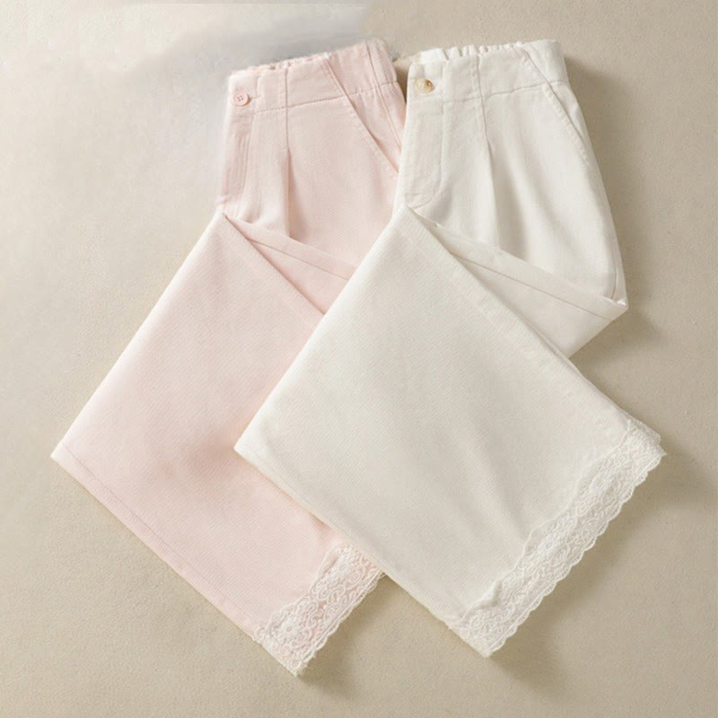 Pantalones casuales de encaje con diseño de patchwork de Buddha Stones para mujer, cintura alta, pierna ancha, largo hasta el tobillo, con bolsillos y cremallera. - image 19