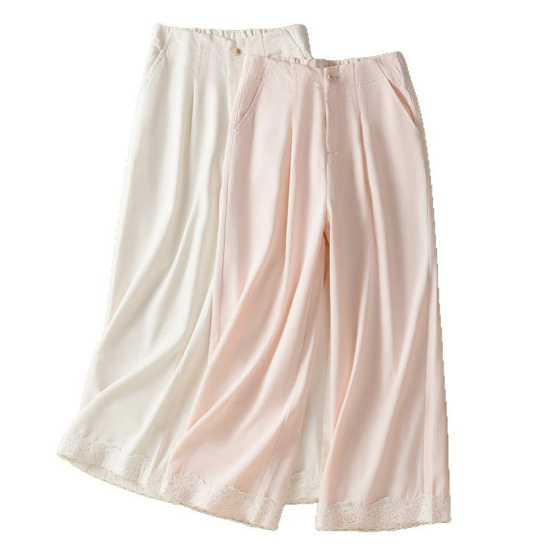 Pantalones casuales de encaje con diseño de patchwork de Buddha Stones para mujer, cintura alta, pierna ancha, largo hasta el tobillo, con bolsillos y cremallera. - image 21