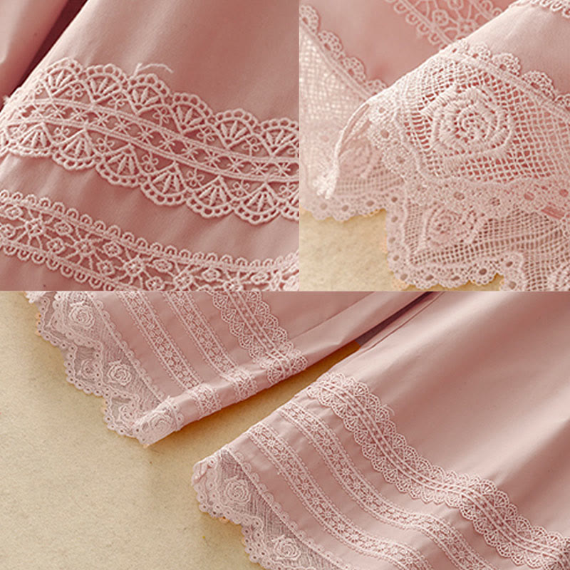 Pantalones de algodón hasta el tobillo con pernera ancha y bolsillos para mujer, diseño de patchwork, encaje liso y cordón ajustable, Buddha Stones Commute - image 7