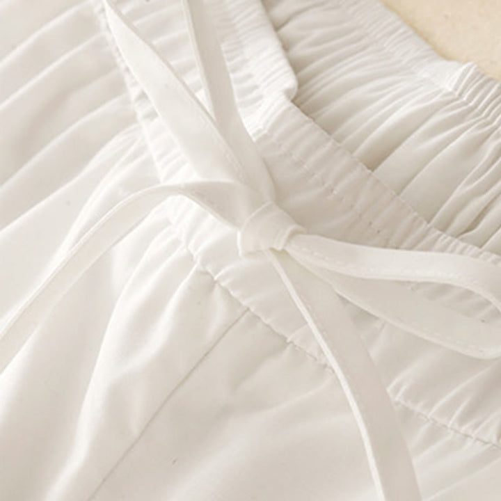 Pantalones de algodón hasta el tobillo con pernera ancha y bolsillos para mujer, diseño de patchwork, encaje liso y cordón ajustable, Buddha Stones Commute - image 10