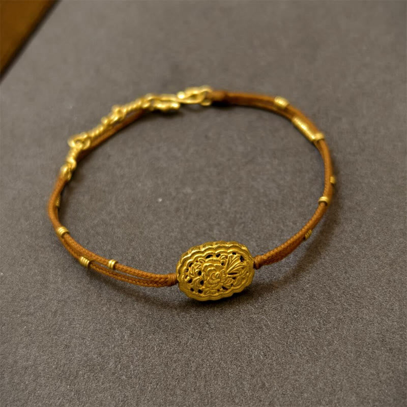 Pulsera de equilibrio de hilo de peonía bañada en oro y cobre hecha a mano con Buddha Stones - Cobre y cuerda (circunferencia de la muñeca: 14-15 cm) - image 1