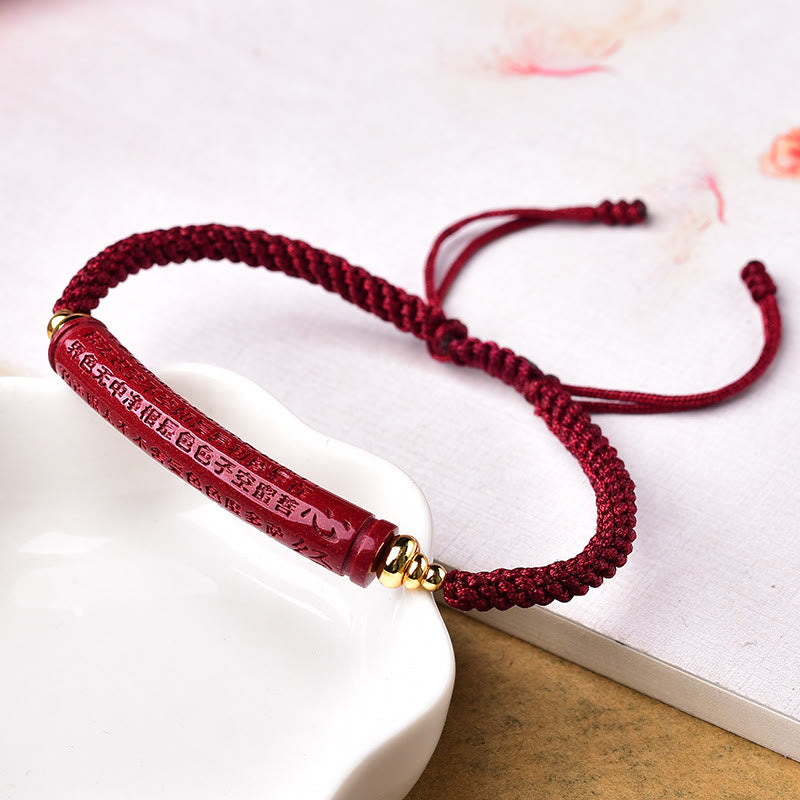 Pulsera trenzada hecha a mano con Buddha Stones, cinabrio, Om Mani Padme Hum, bendición del Sutra del Corazón - image 8