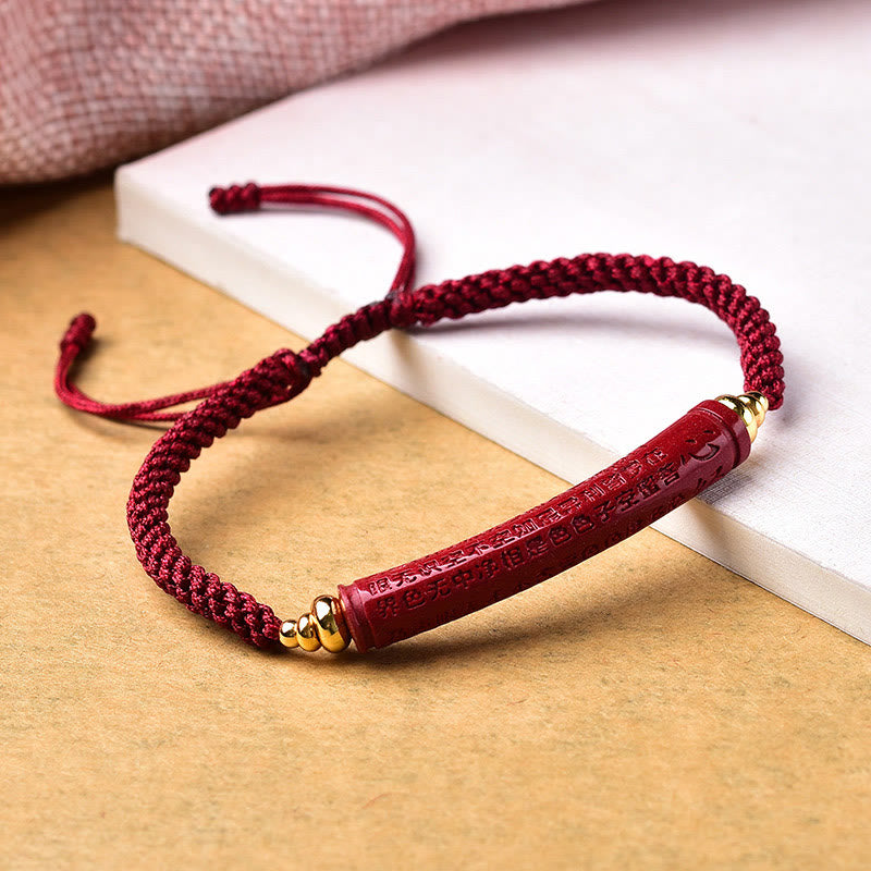 Pulsera trenzada hecha a mano con Buddha Stones, cinabrio, Om Mani Padme Hum, bendición del Sutra del Corazón - Sutra del Corazón (circunferencia de la muñeca: 14-19 cm) - image 7