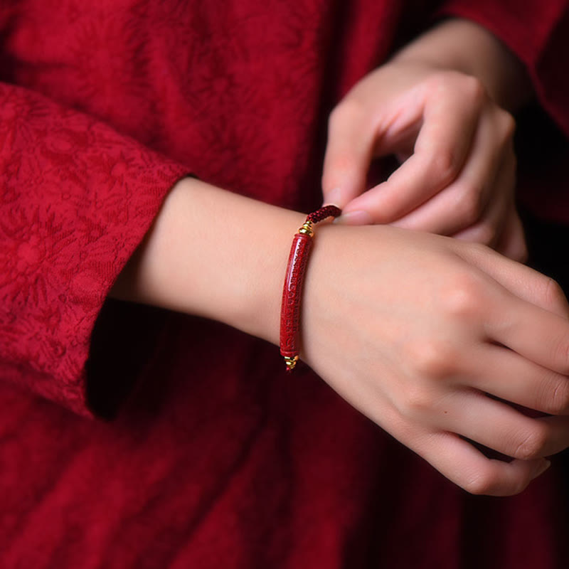 Pulsera trenzada hecha a mano con Buddha Stones, cinabrio, Om Mani Padme Hum, bendición del Sutra del Corazón - image 2