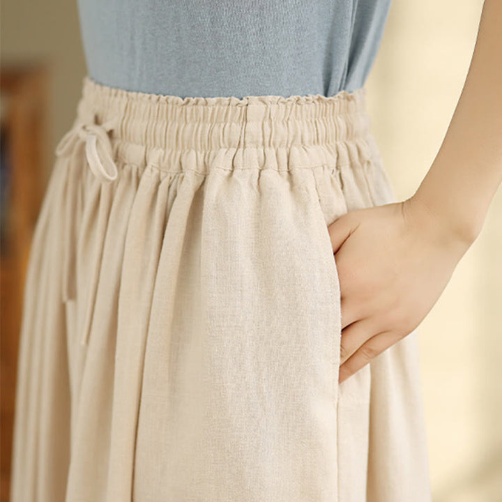 Pantalones de algodón de pierna ancha con bolsillos para mujer, diseño de patchwork, con dobladillo de encaje bordado y Buddha Stones - image 6