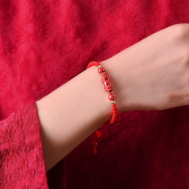 Pulsera trenzada de Pixiu, cinabrio y ruyi, hecha a mano con Buddha Stones, para la riqueza y la suerte - image 3