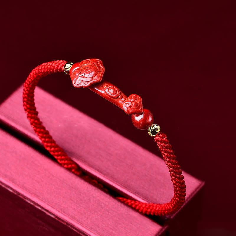 Pulsera trenzada de Pixiu, cinabrio y ruyi, hecha a mano con Buddha Stones, para la riqueza y la suerte - image 9