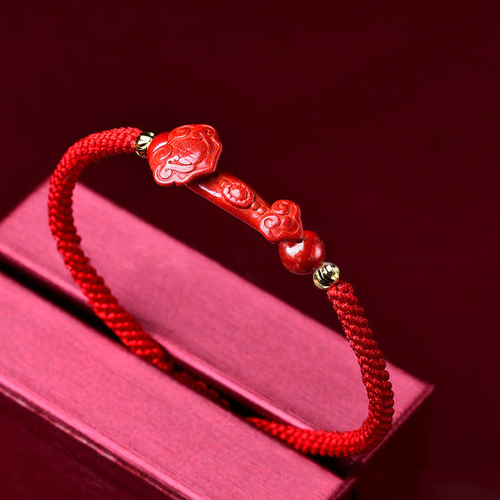 Pulsera trenzada de Pixiu, cinabrio y ruyi, hecha a mano con Buddha Stones, para la riqueza y la suerte - image 8