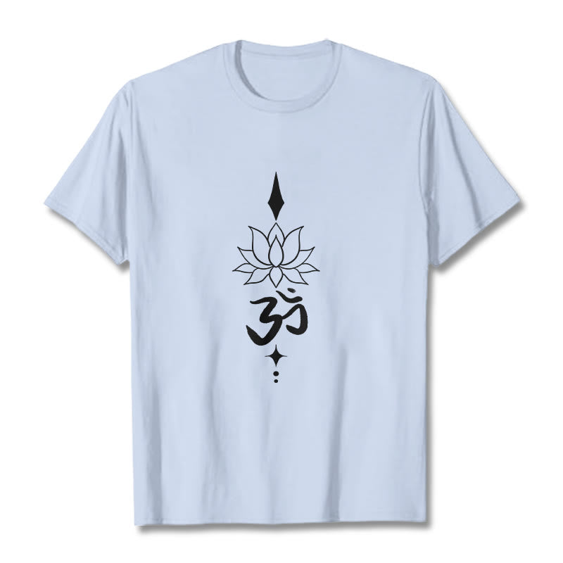 Camiseta con símbolo Om y loto de Buddha Stones - Cian claro - 2XL - image 13