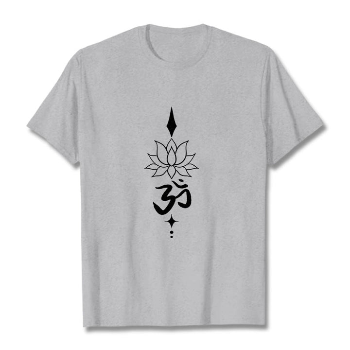 Camiseta con símbolo Om y loto de Buddha Stones - Gris claro - 2XL - image 10