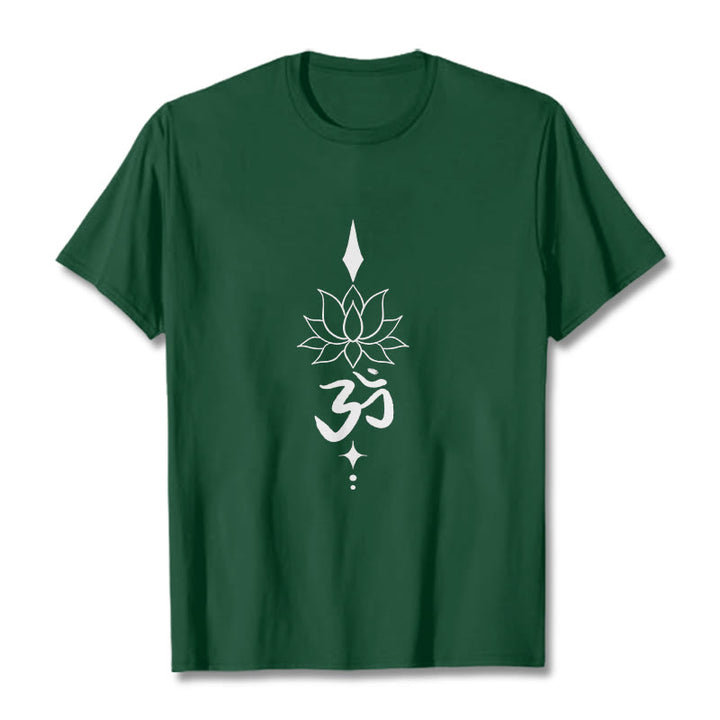 Camiseta con símbolo Om y loto de Buddha Stones - Verde bosque - 2XL - image 5