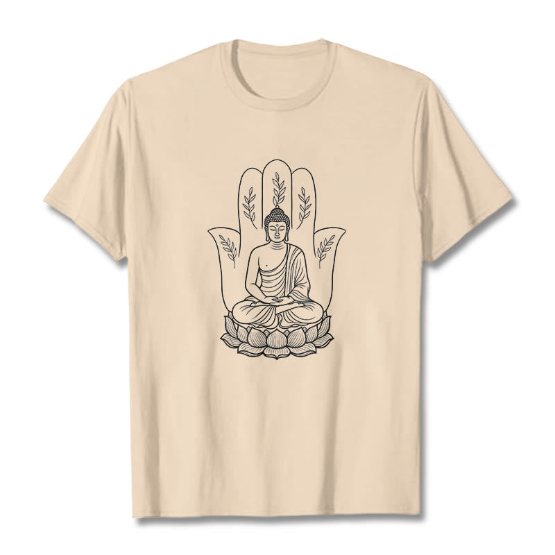 Camiseta con Buddha Stones meditando, Buda sentado, manos y hojas con base de loto - Sopa de mariscos - 2XL - image 8
