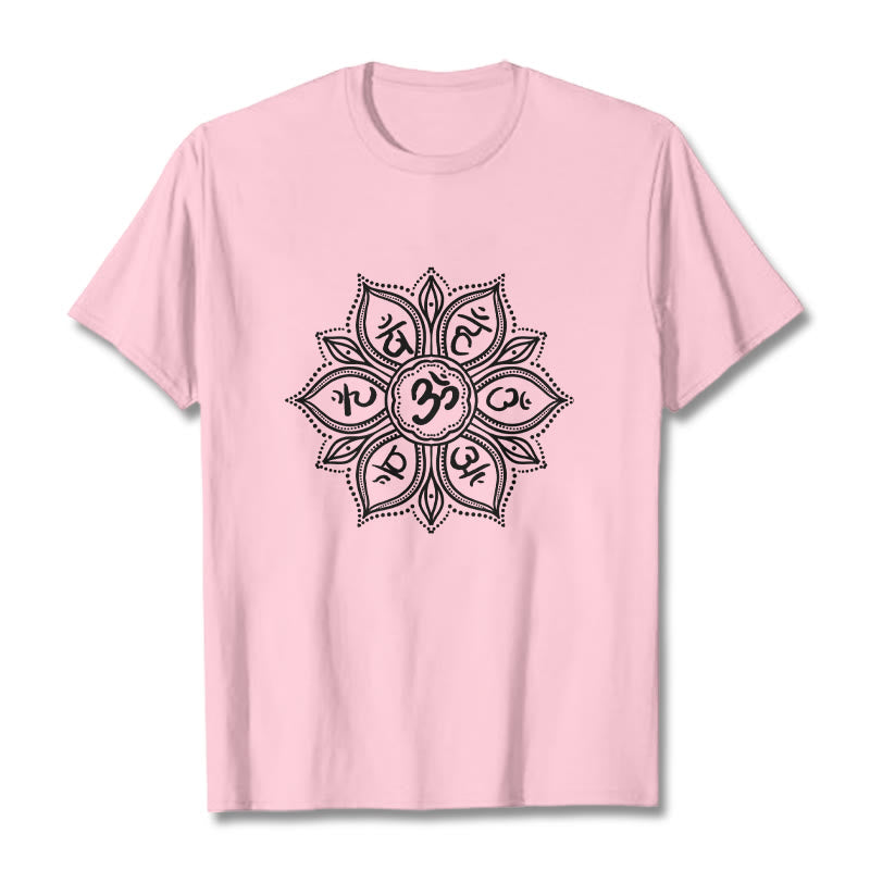 Camiseta con diseño de mandala y Buddha Stones, Om Mani Padme Hum Mantra - rosa claro - 2XL - image 12