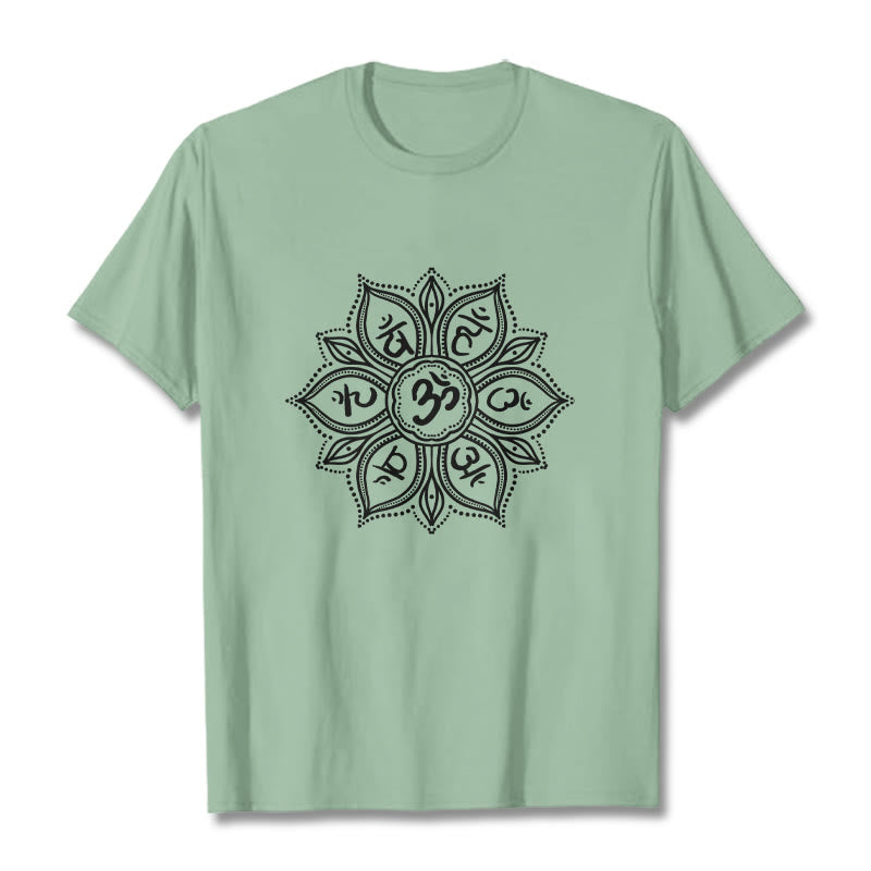 Camiseta con diseño de mandala y Buddha Stones, Om Mani Padme Hum Mantra - Verde pálido - 2XL - image 14