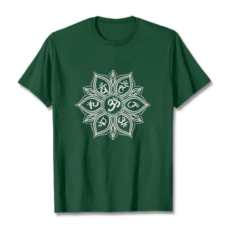 Camiseta con diseño de mandala y Buddha Stones, Om Mani Padme Hum Mantra - Verde bosque - 2XL - image 0