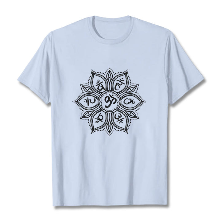 Camiseta con diseño de mandala y Buddha Stones, Om Mani Padme Hum Mantra - Cian claro - 2XL - image 18