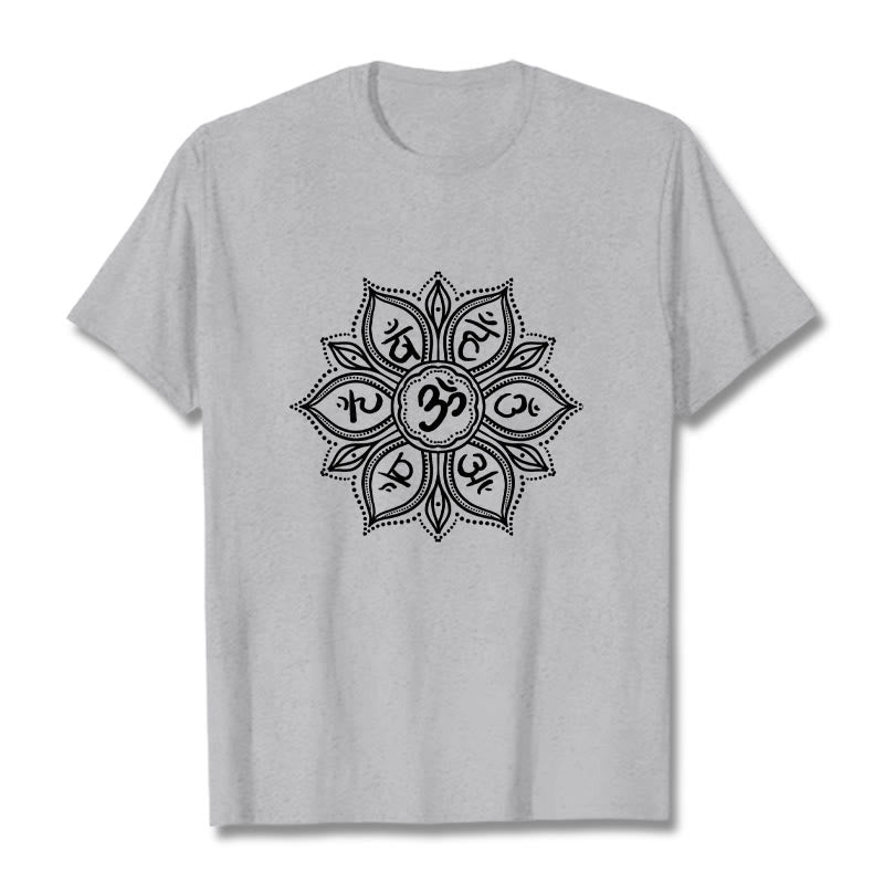 Camiseta con diseño de mandala y Buddha Stones, Om Mani Padme Hum Mantra - Gris claro - 2XL - image 19