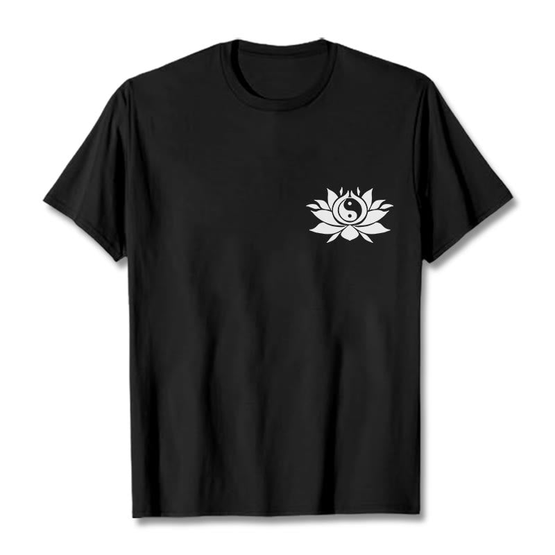 Camiseta con diseño de flor de loto y yang con Buddha Stones - Negro - 2XL - image 0
