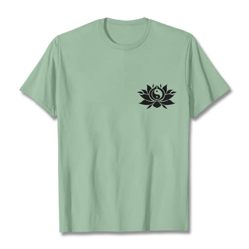 Camiseta con diseño de flor de loto y yang con Buddha Stones - Verde pálido - 2XL - image 14