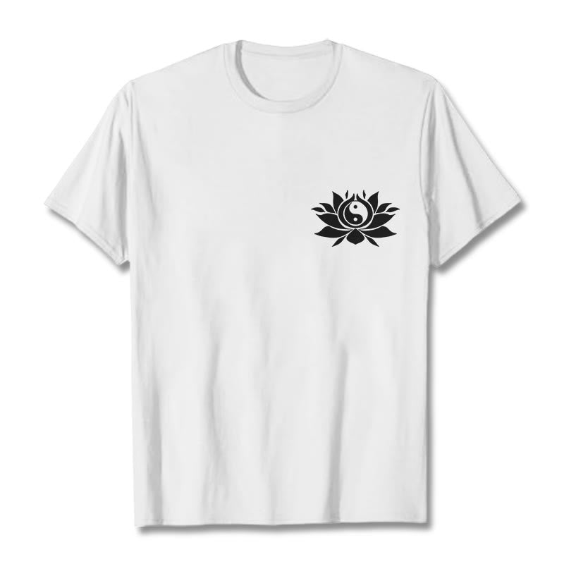 Camiseta con diseño de flor de loto y yang con Buddha Stones - Blanco - 2XL - image 7