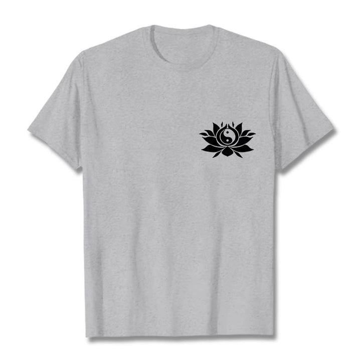Camiseta con diseño de flor de loto y yang con Buddha Stones - Gris claro - 2XL - image 10