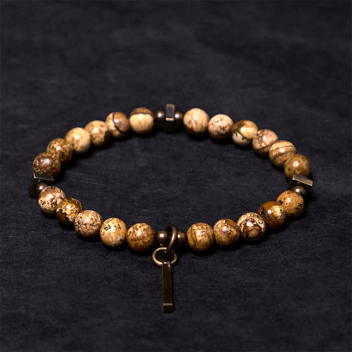 Pulsera de cobre de la suerte con diseño desgastado de Buddha Stones