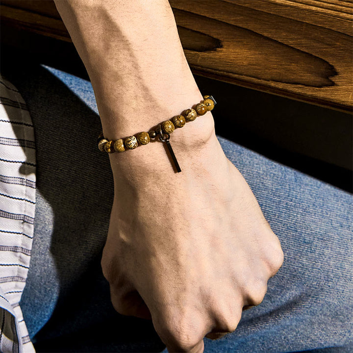 Pulsera de cobre de la suerte con diseño desgastado de Buddha Stones