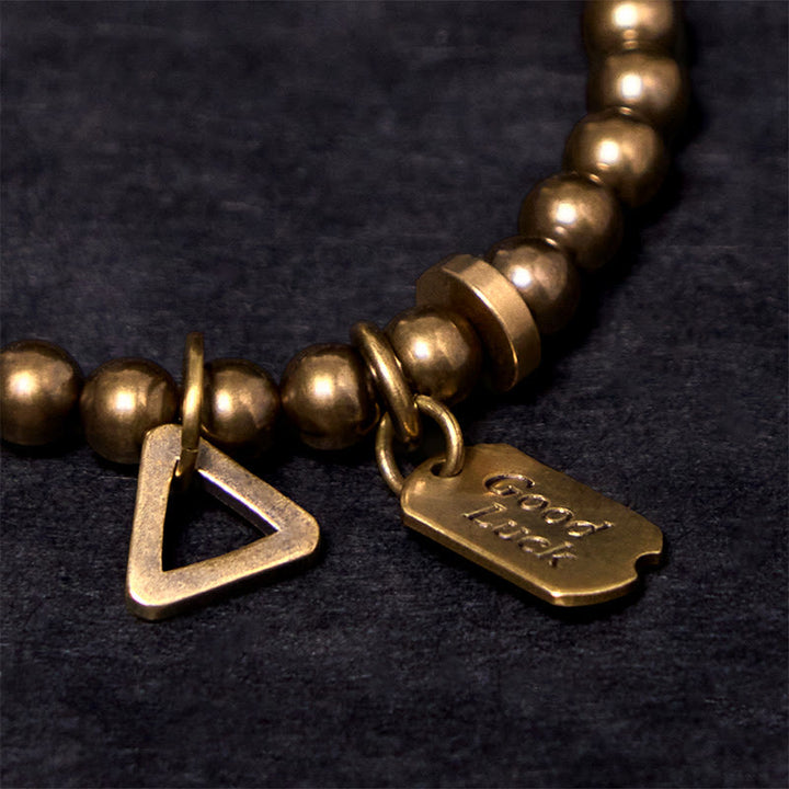 Pulsera de la suerte de latón y cobre puro retro con Buddha Stones