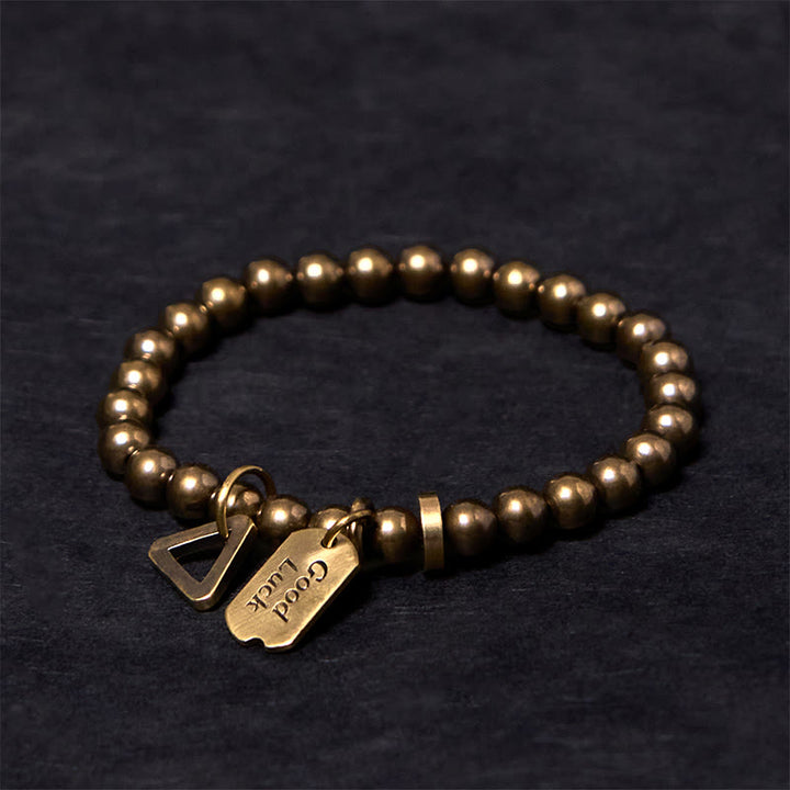 Pulsera de la suerte de latón y cobre puro retro con Buddha Stones