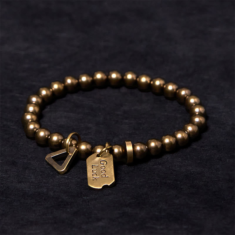 Pulsera de la suerte de latón y cobre puro retro con Buddha Stones