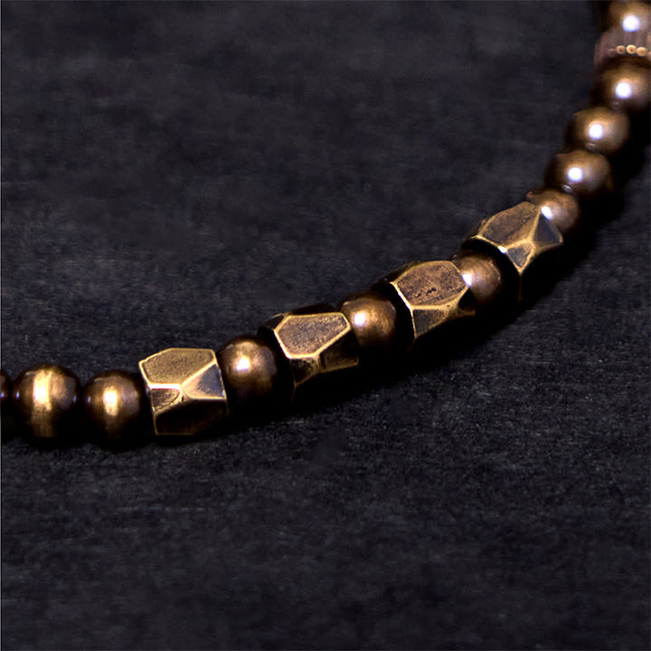 Pulsera de riqueza con cuentas de cobre y latón, diseño simple y desgastado, con Buddha Stones
