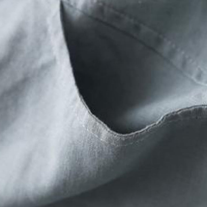 Vestido midi de lino y algodón con cuello alto, manga larga y bolsillos, diseño de botones con Buddha Stones - image 4