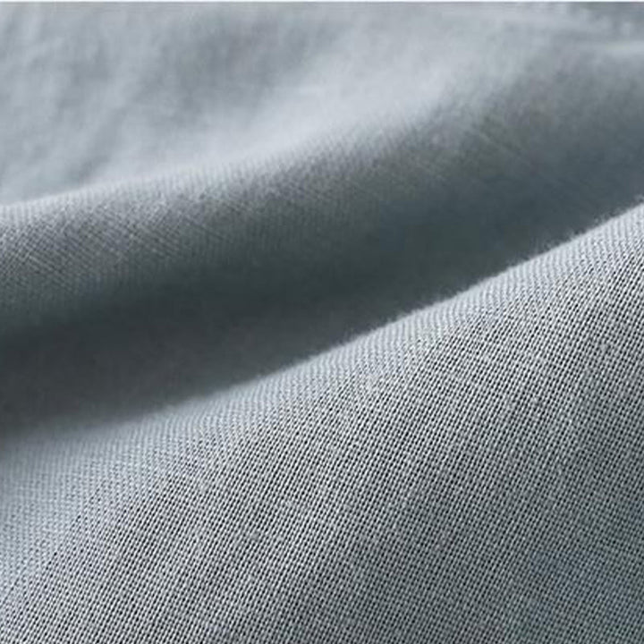 Vestido midi de lino y algodón con cuello alto, manga larga y bolsillos, diseño de botones con Buddha Stones - image 5