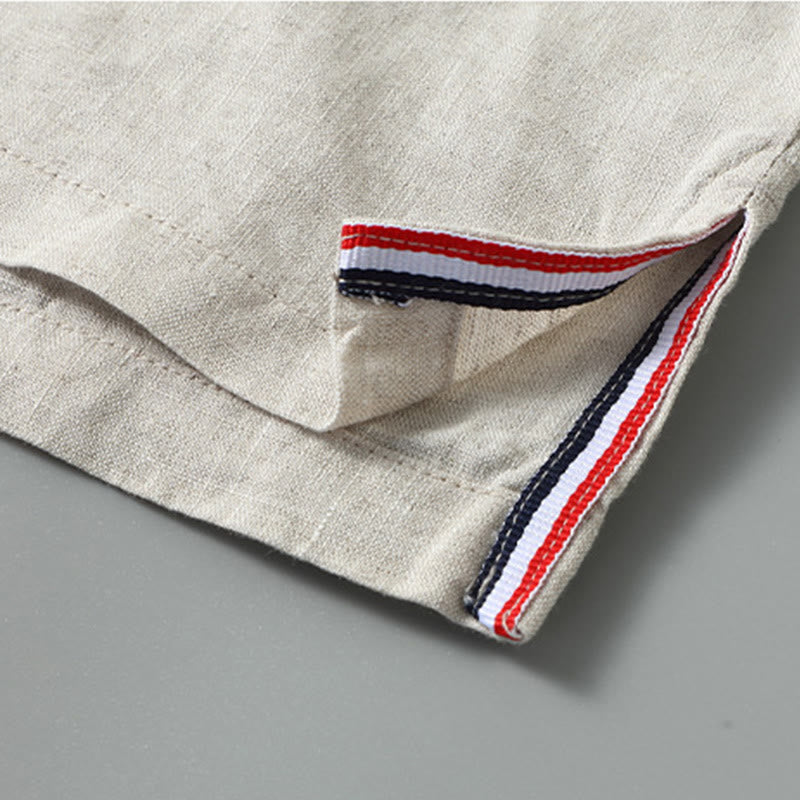 Chaleco de lino sin mangas para hombre con diseño de abertura lateral de color liso de verano Buddha Stones - image 6