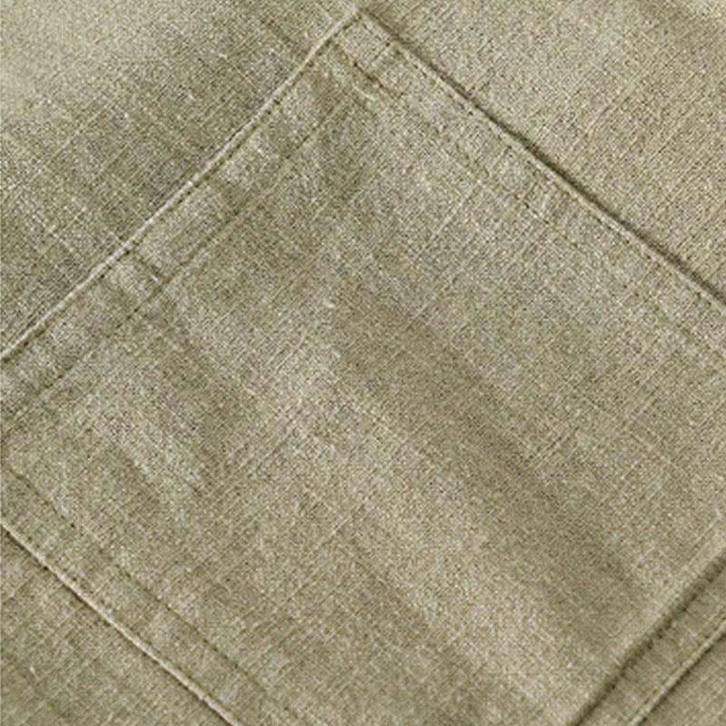 Camisa de lino y algodón de manga larga para hombre con solapa de color liso y bolsillo de Buddha Stones Commute Fall - image 30